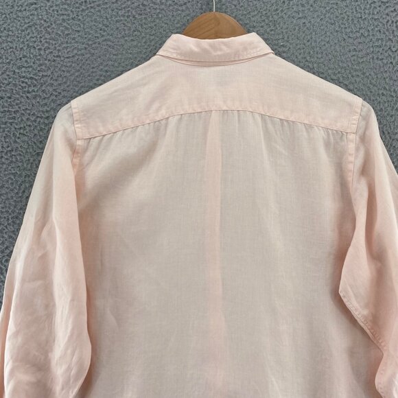 Lauren Ralph Lauren Shirt Womens Large Pink Linen Roll Tab Sleeve Button Collar - Picture 5 of 10